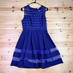 New Anthropologie Esley Dress Womens Small Blue Striped Sleeveless Fit and Flare